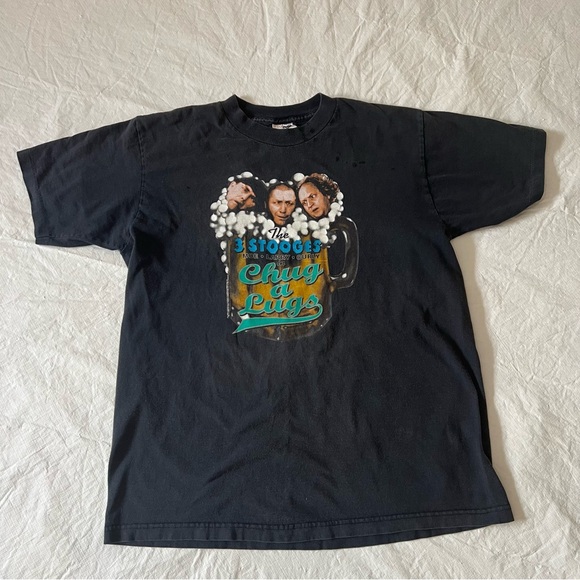 The 3 Stooges Cronies Vintage T-Shirt Size Large USA Made Chug A Lug All Cotton - Picture 8 of 8